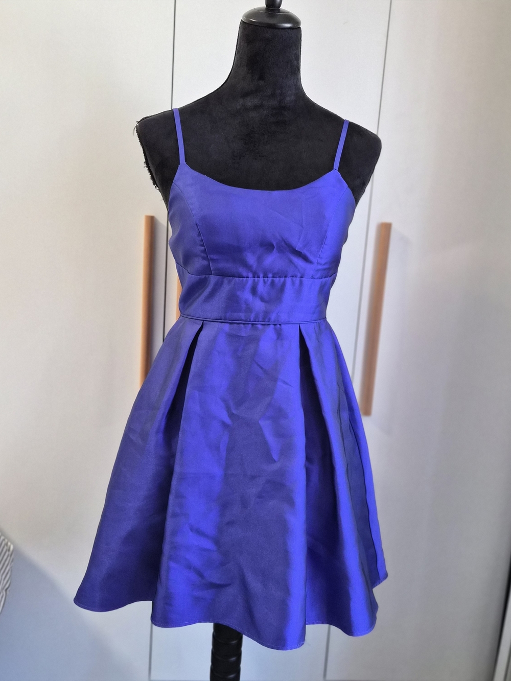Royal Blue Fit-and-Flare Spaghetti Strap Dress